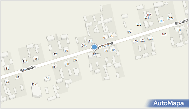Brzustów, Brzustów, 92, mapa Brzustów