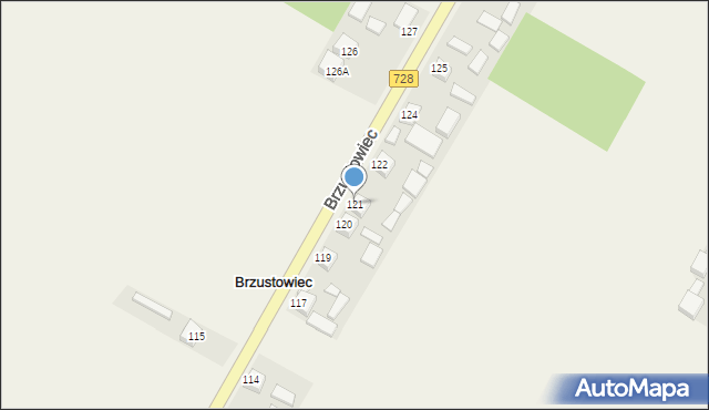 Brzustowiec, Brzustowiec, 121, mapa Brzustowiec