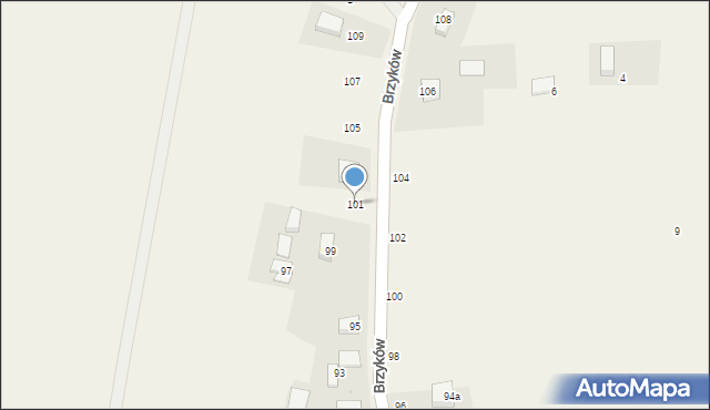 Brzyków, Brzyków, 101, mapa Brzyków