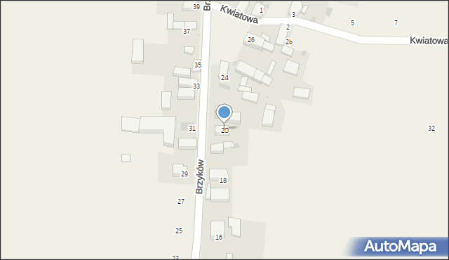 Brzyków, Brzyków, 20, mapa Brzyków