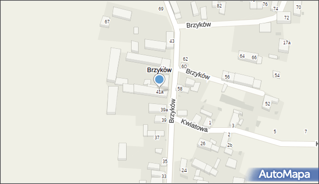 Brzyków, Brzyków, 41a, mapa Brzyków