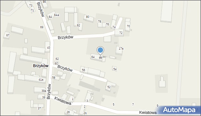 Brzyków, Brzyków, 66, mapa Brzyków