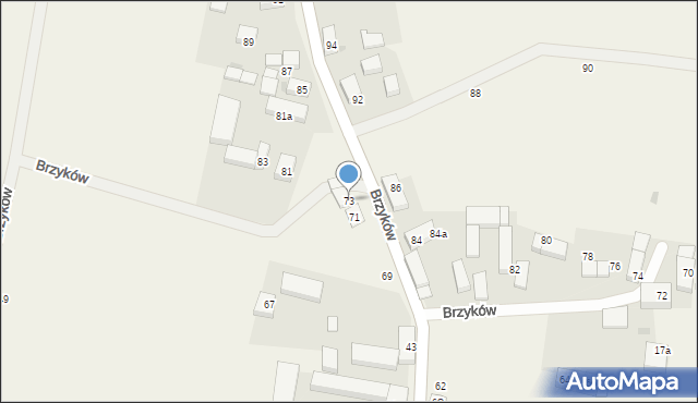 Brzyków, Brzyków, 73, mapa Brzyków
