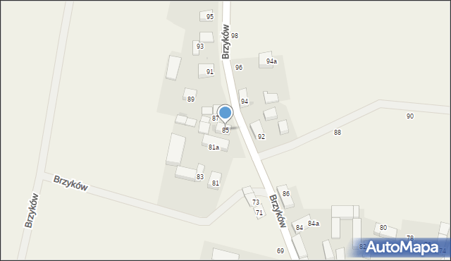 Brzyków, Brzyków, 85, mapa Brzyków