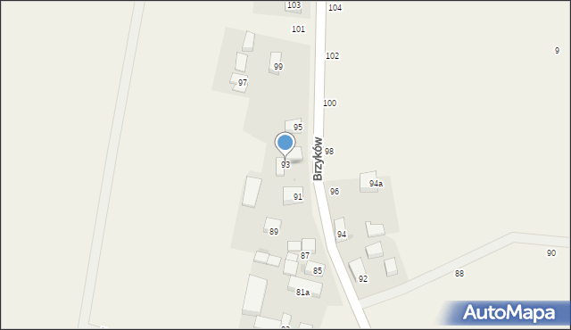 Brzyków, Brzyków, 93, mapa Brzyków