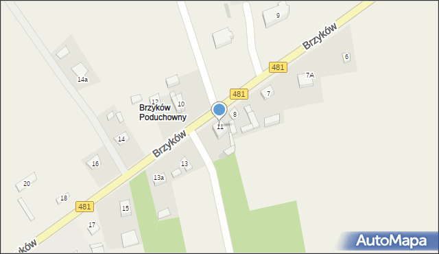 Brzyków, Brzyków, 11, mapa Brzyków