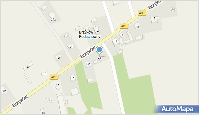 Brzyków, Brzyków, 13, mapa Brzyków