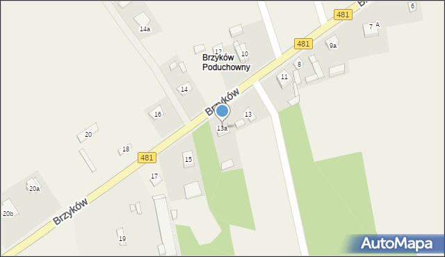 Brzyków, Brzyków, 13a, mapa Brzyków