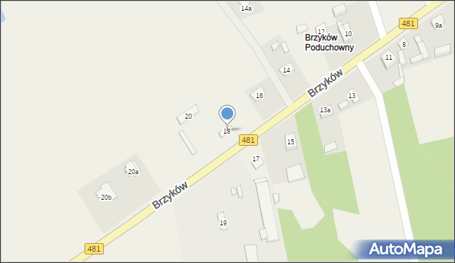 Brzyków, Brzyków, 18, mapa Brzyków