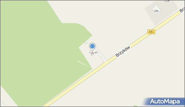 Brzyków, Brzyków, 21, mapa Brzyków