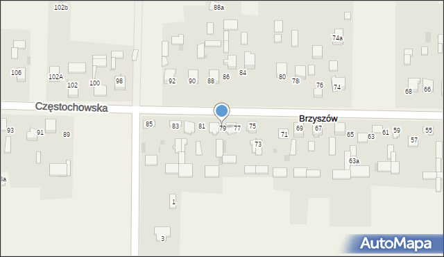 Brzyszów, Brzyszów, 79, mapa Brzyszów