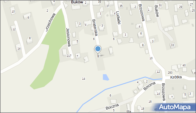 Buków, Braterska, 8, mapa Buków