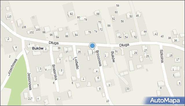 Buków, Brzozowa, 2, mapa Buków