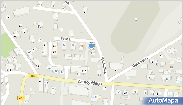Byczyna, Brzozowa, 1, mapa Byczyna