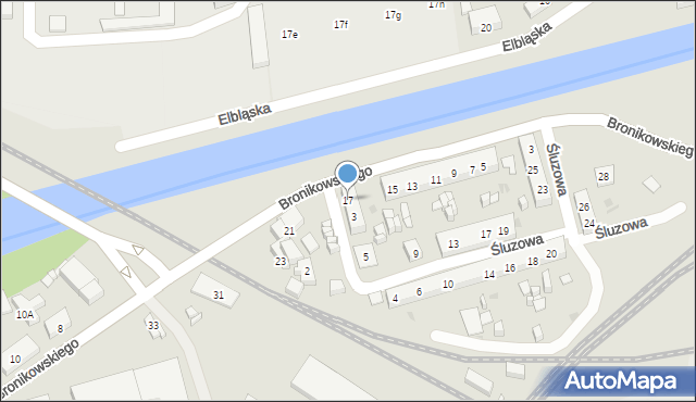 Bydgoszcz, Bronikowskiego Józefa, 17, mapa Bydgoszczy
