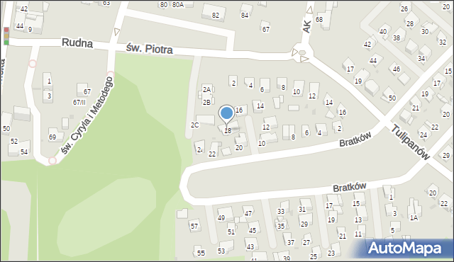 Bytom, Bratków, 18, mapa Bytomia