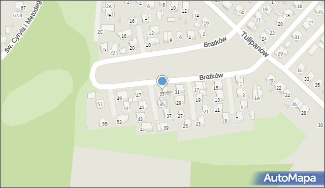 Bytom, Bratków, 33, mapa Bytomia