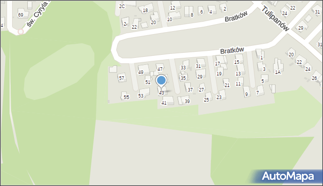 Bytom, Bratków, 43, mapa Bytomia