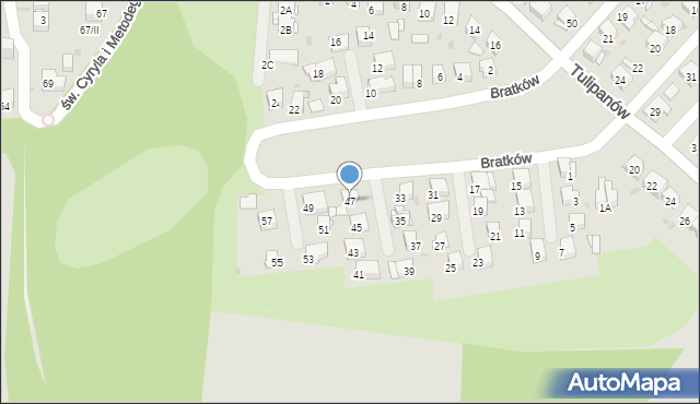Bytom, Bratków, 47, mapa Bytomia