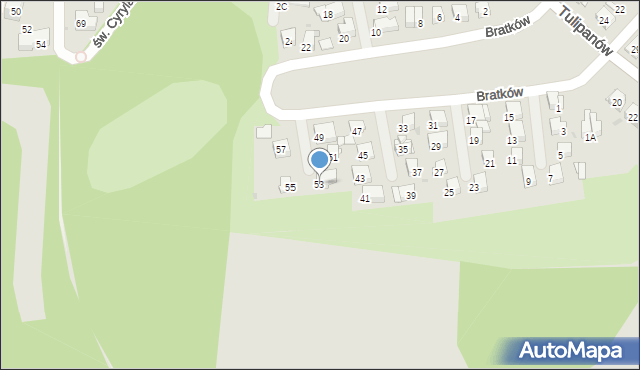 Bytom, Bratków, 53, mapa Bytomia