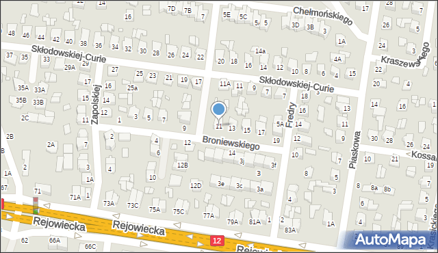 Chełm, Broniewskiego Władysława, 11, mapa Chełma