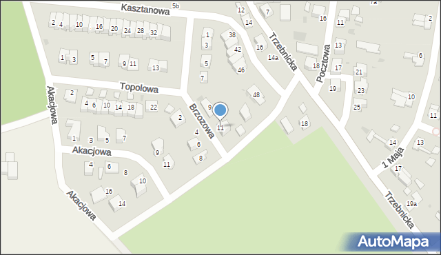 Chocianów, Brzozowa, 11, mapa Chocianów