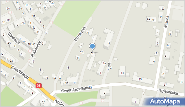 Chojna, Brzozowa, 7c, mapa Chojna
