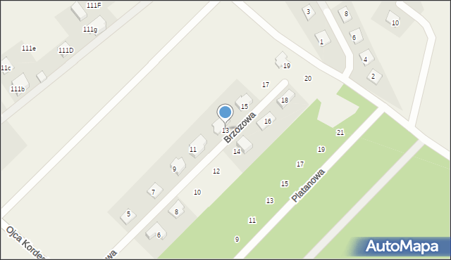 Chotomów, Brzozowa, 13, mapa Chotomów