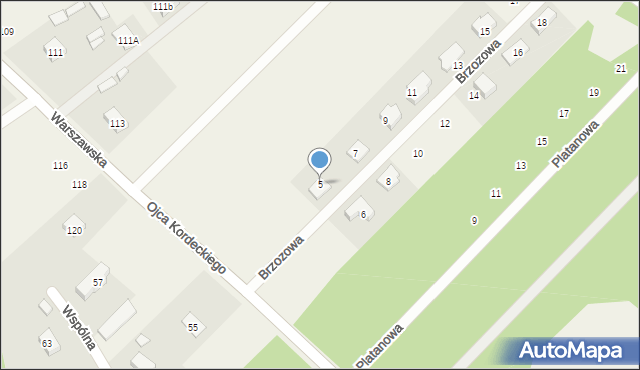 Chotomów, Brzozowa, 5, mapa Chotomów