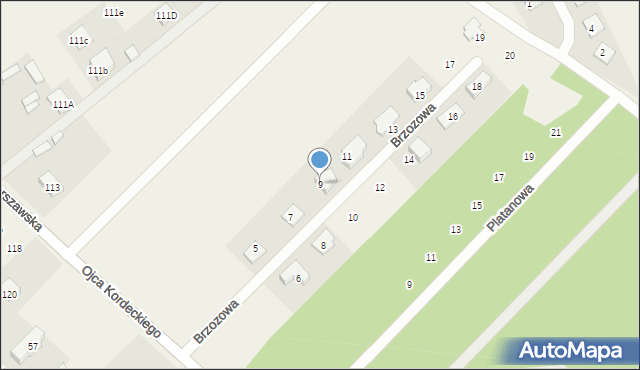 Chotomów, Brzozowa, 9, mapa Chotomów