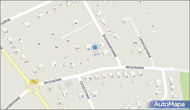 Chrzanów, Brzoskwiniowa, 10, mapa Chrzanów