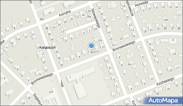 Ciechanów, Broniewskiego Władysława, 9, mapa Ciechanów