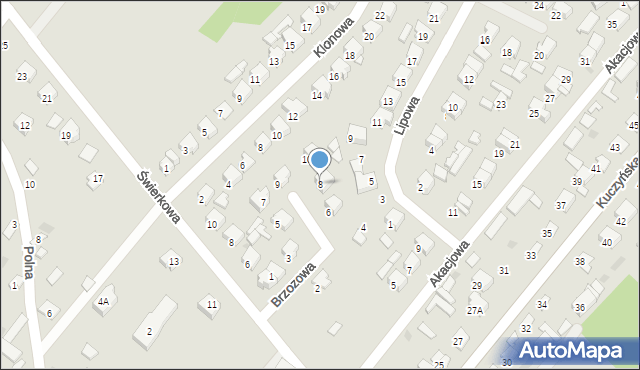 Ciechanowiec, Brzozowa, 8, mapa Ciechanowiec