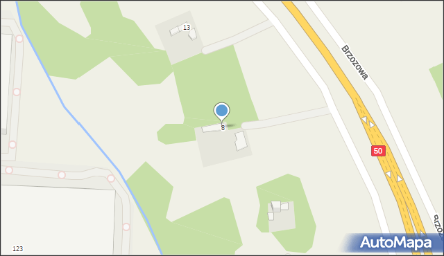 Ciemno-Gnojna, Brzozowa, 8, mapa Ciemno-Gnojna