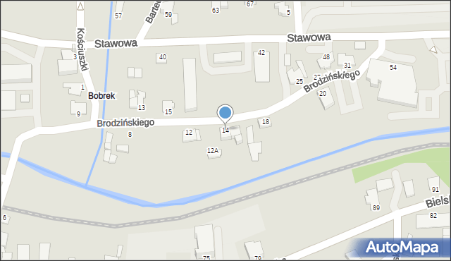 Cieszyn, Brodzińskiego Kazimierza, 14, mapa Cieszyna