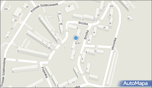 Cieszyn, Brożka Ludwika, 5, mapa Cieszyna