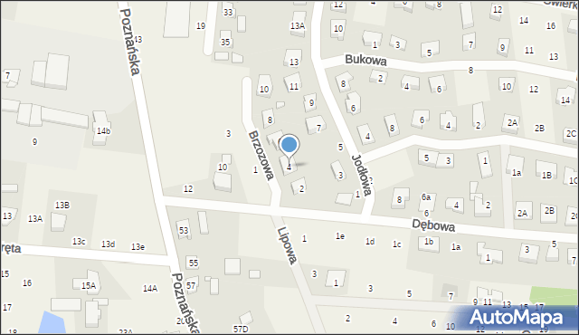 Czapury, Brzozowa, 4, mapa Czapury