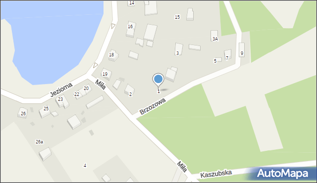 Czarna Dąbrówka, Brzozowa, 1, mapa Czarna Dąbrówka