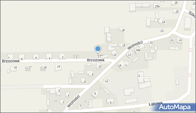 Czastary, Brzozowa, 1, mapa Czastary