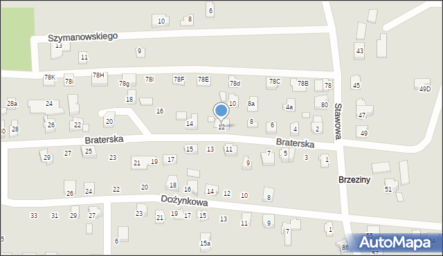 Czechowice-Dziedzice, Braterska, 12, mapa Czechowic-Dziedzic