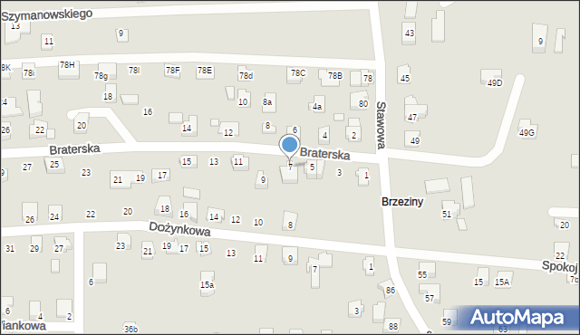 Czechowice-Dziedzice, Braterska, 7, mapa Czechowic-Dziedzic