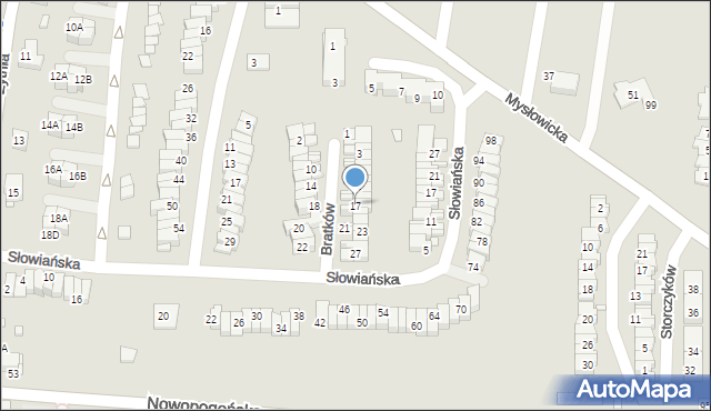 Czeladź, Bratków, 17, mapa Czeladź