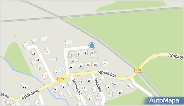 Czerwieńsk, Brzozowa, 5, mapa Czerwieńsk