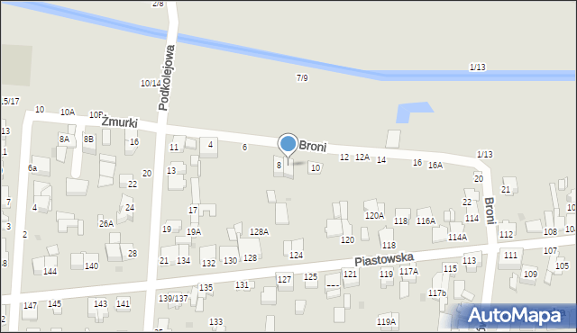Częstochowa, Broni, 8A, mapa Częstochowy