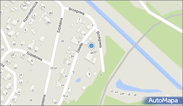 Częstochowa, Brzegowa, 4A, mapa Częstochowy