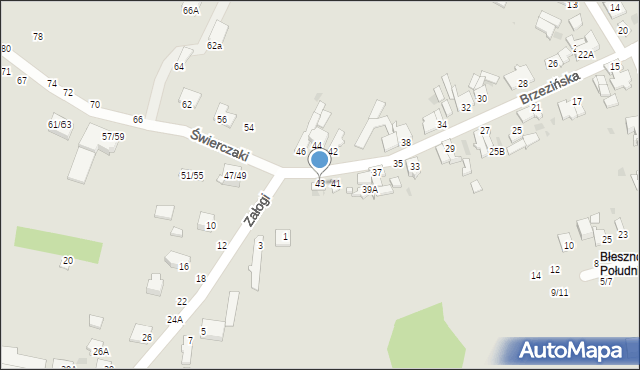 Częstochowa, Brzezińska, 43, mapa Częstochowy