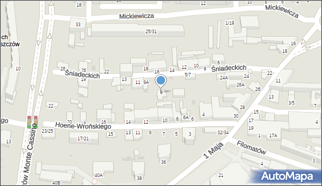 Częstochowa, Braci Śniadeckich Jana i Jędrzeja, 9, mapa Częstochowy