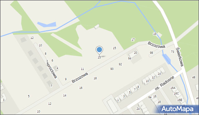 Czmoń, Brzozowa, 13, mapa Czmoń