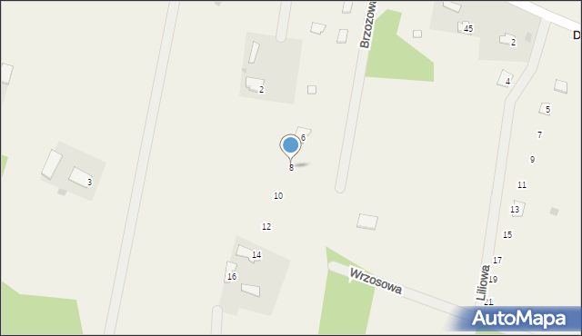 Dąb Mały, Brzozowa, 8, mapa Dąb Mały