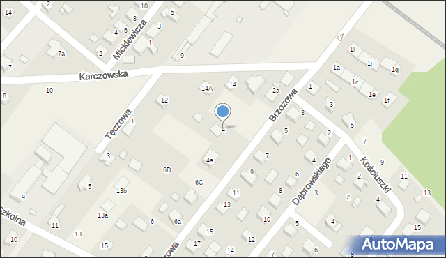 Dąbrowa, Brzozowa, 4, mapa Dąbrowa